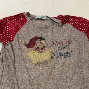 Southern Grace Red and Gray Santa Long Sleeve Tee